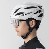 Rockbros cykelhjelm med visir, aftagelige UV-briller, unisex, skinnende - hvid