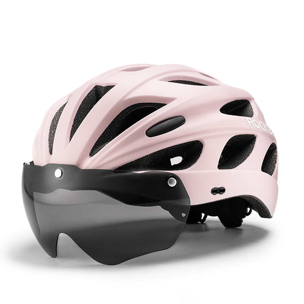 Rockbros cykelhjelm med visir, aftagelige UV-briller, aftagelige visir, unisex - pink