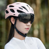 Rockbros cykelhjelm med visir, aftagelige UV-briller, aftagelige visir, unisex - pink