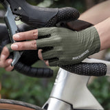 Rockbros åndbare cykelhandsker med korte fingre, størrelse: L - Grøn