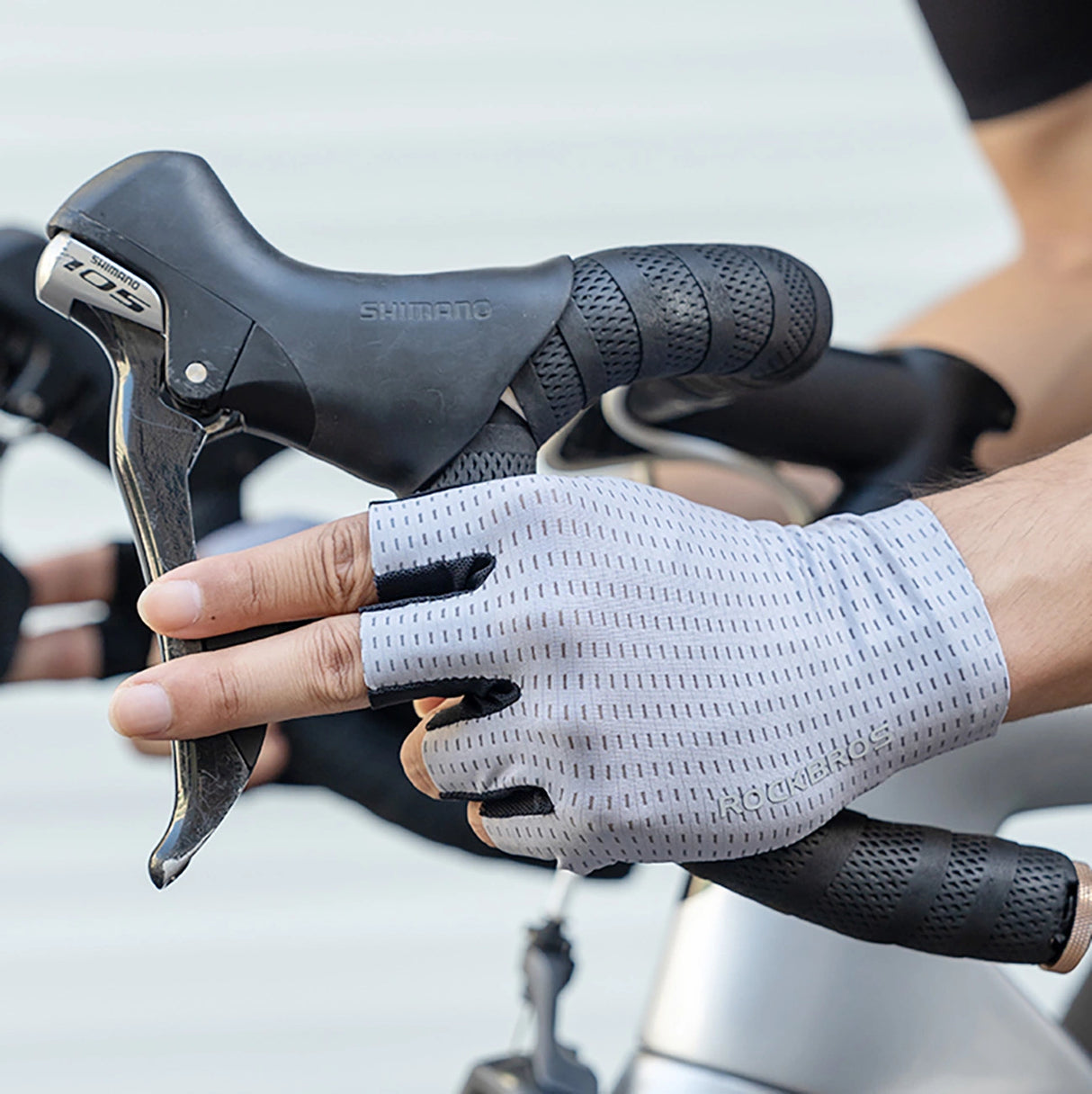 Rockbros åndbare cykelhandsker med korte fingre, størrelse: L - grå