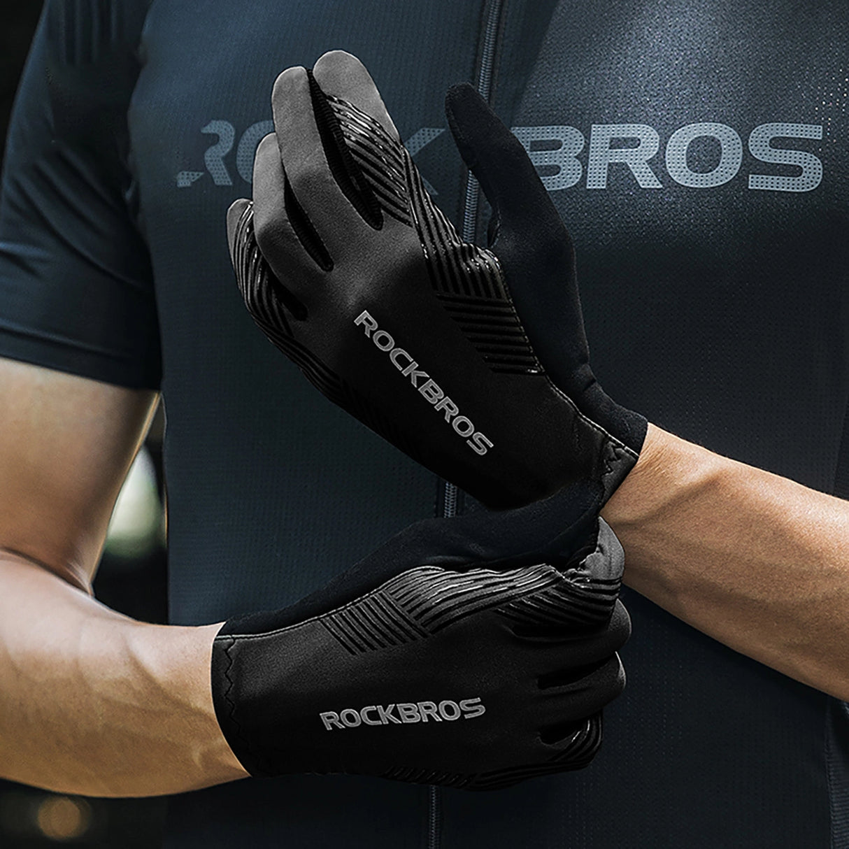 Rockbros cykelhandsker forår/sommer/høst, fuld størrelse: XL - sort