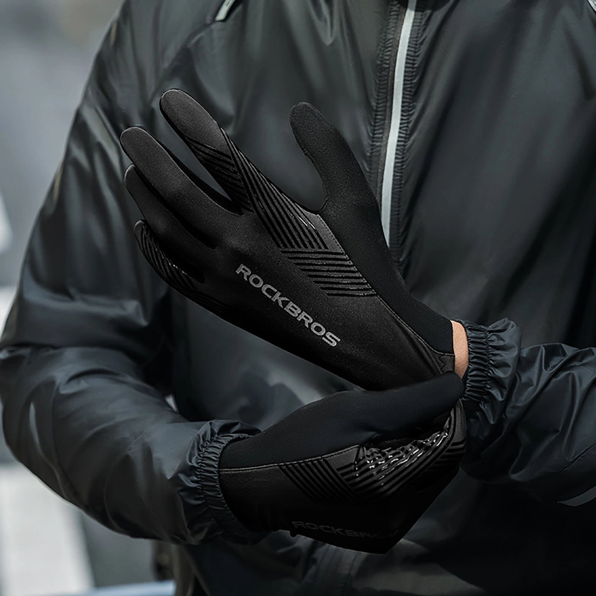 Rockbros cykelhandsker forår/sommer/høst, fuld størrelse: XL - sort