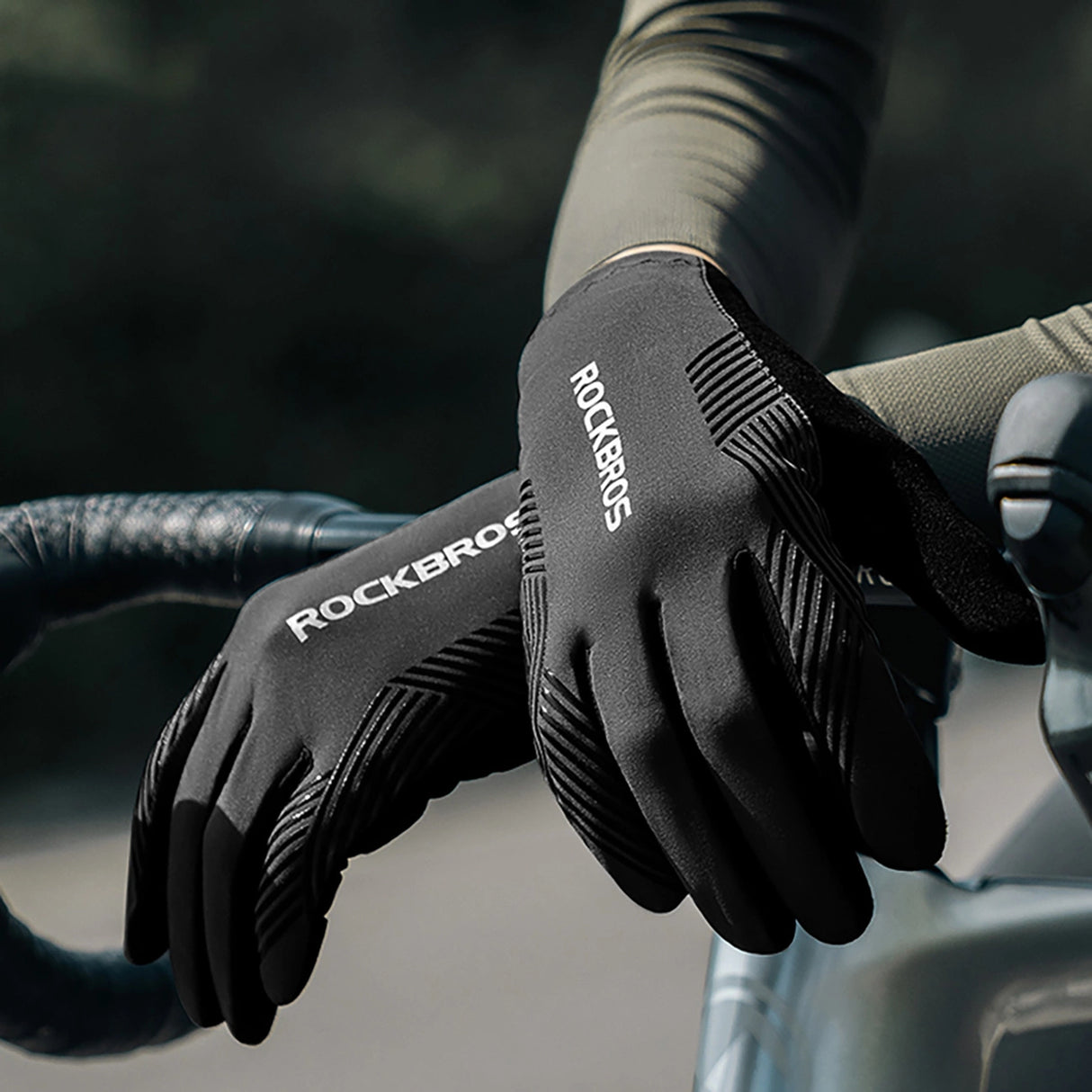 Rockbros cykelhandsker forår/sommer/høst, fuld størrelse: M - sort