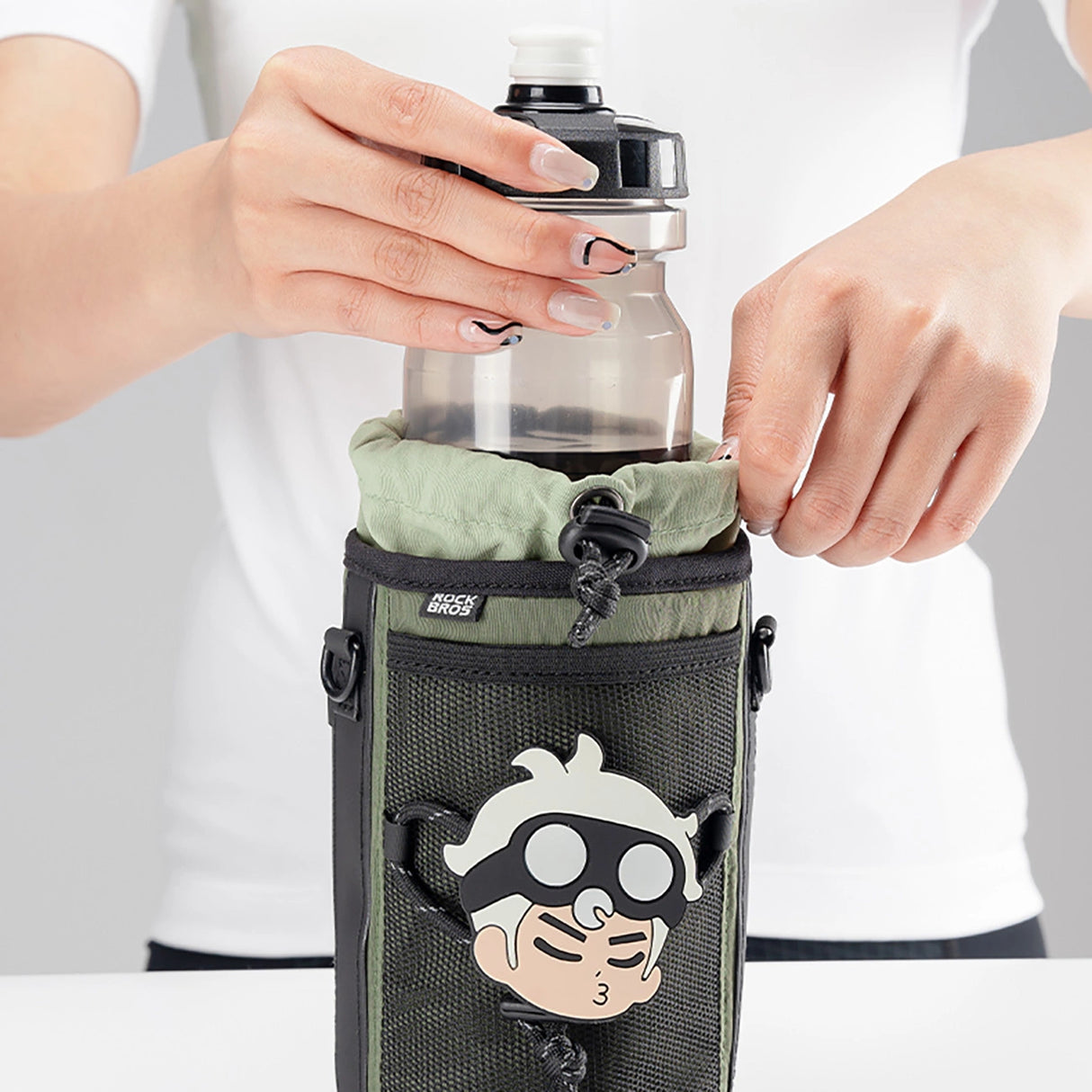 Rockbros Travel Bottle Bag med skulderrem 1l - Grøn