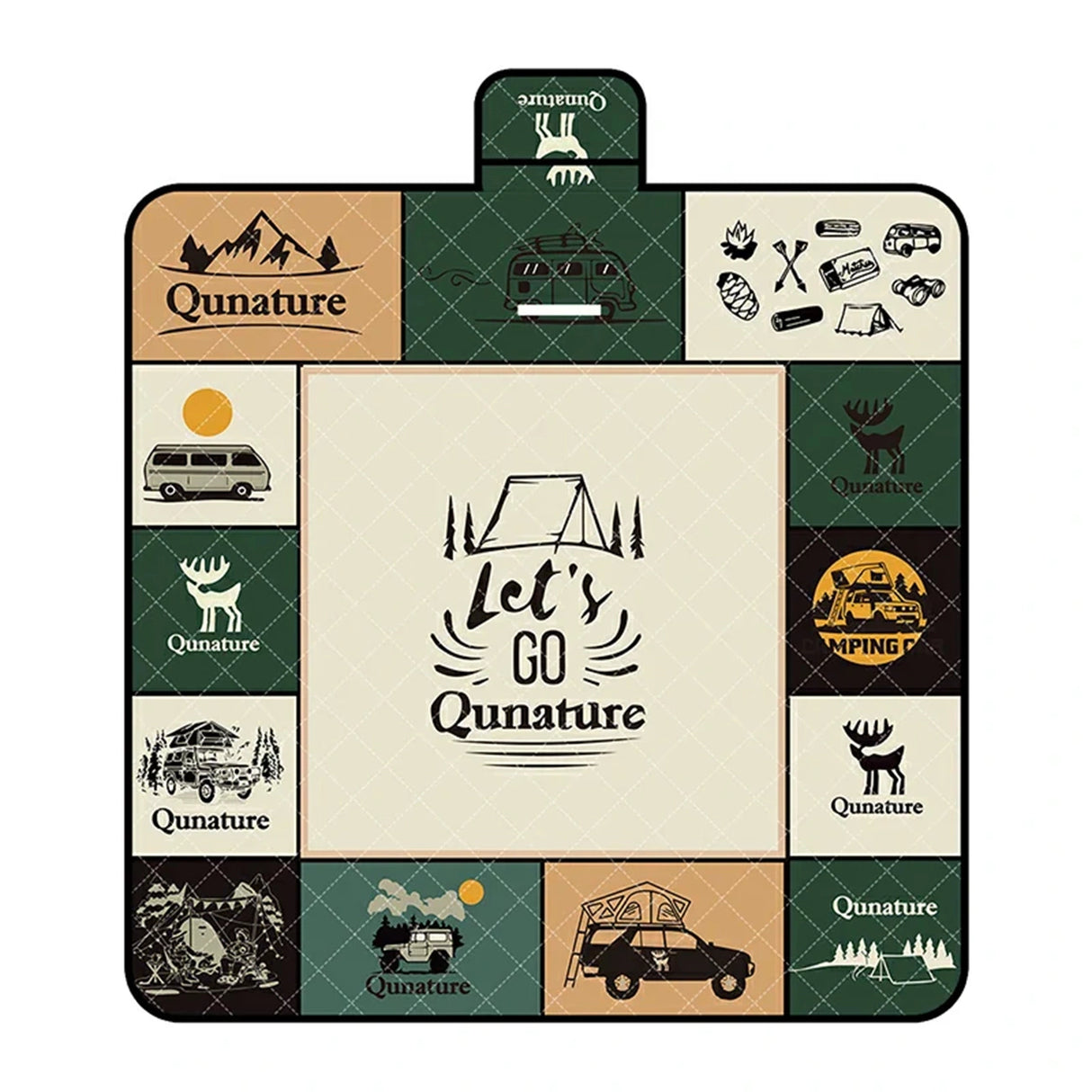 Qunature picknick-mad vandtæt turistdække 2 x 2 m - flerfarvet