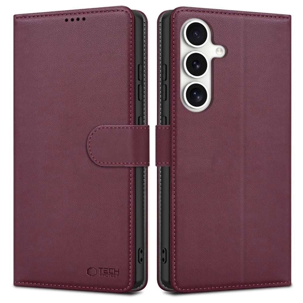 Tech-Protect Wallet Case til Samsung Galaxy S25 - Burgundy