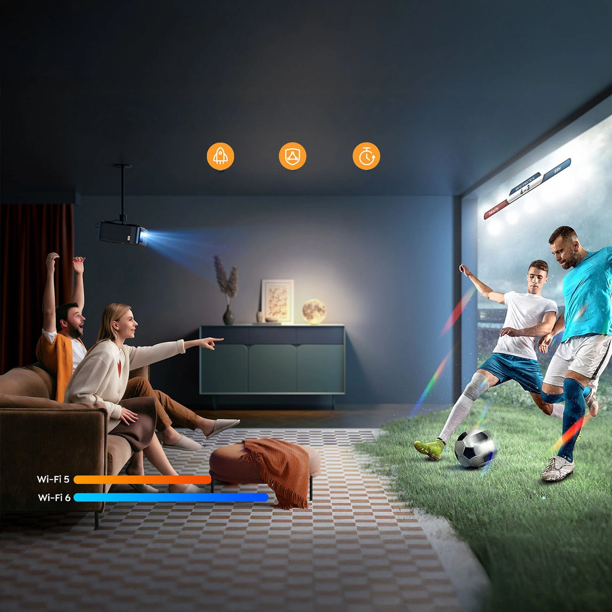 Yaber K2s Pro LCD FullHD 1080p Multimedia projektor med JBL højttalere og subwoofer - sort