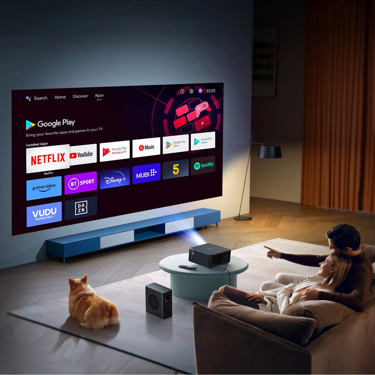 Yaber K2s Pro LCD FullHD 1080p Multimedia projektor med JBL højttalere og subwoofer - sort