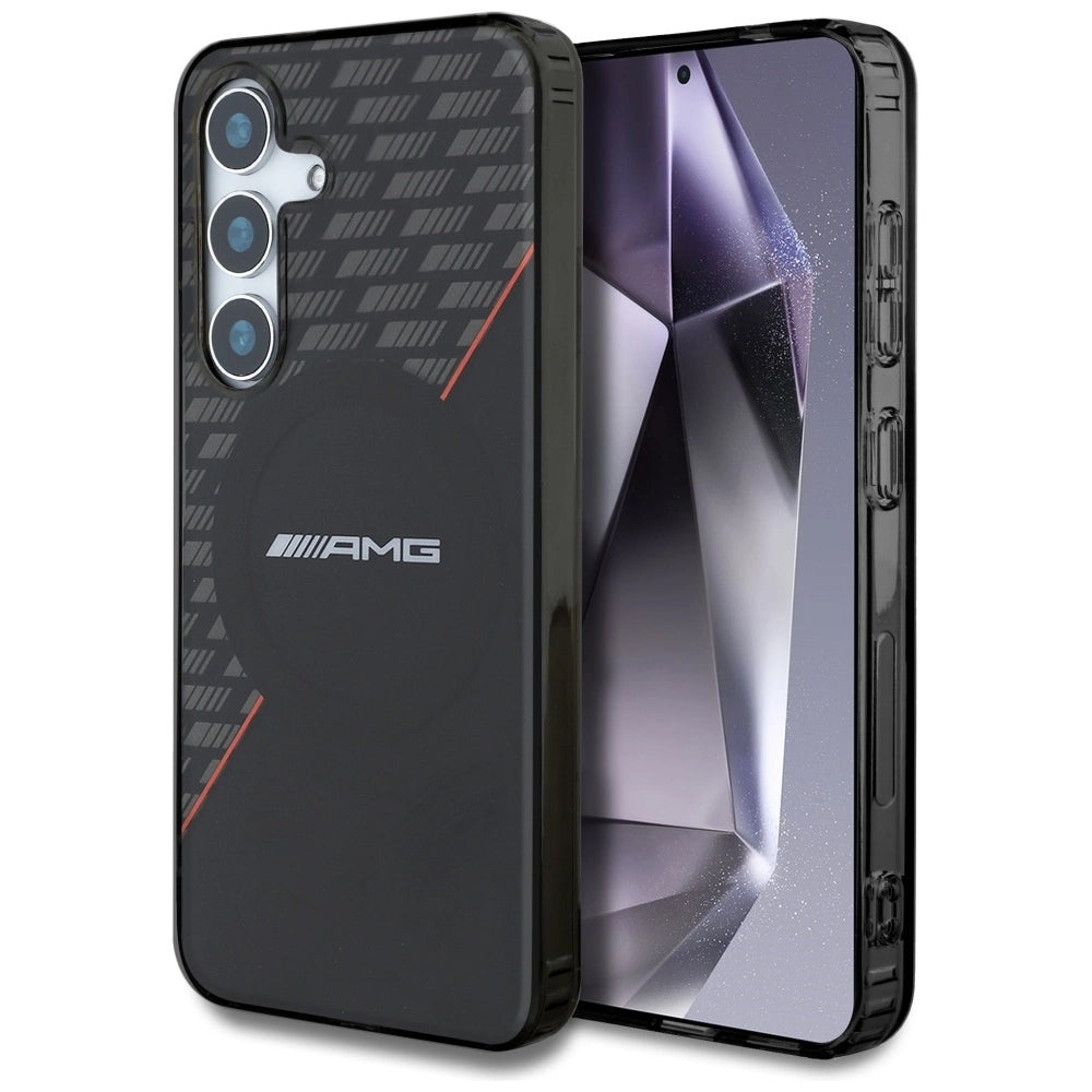AMG Double Layer Rhombs MagSafe Case til Samsung Galaxy S25 - sort/rød