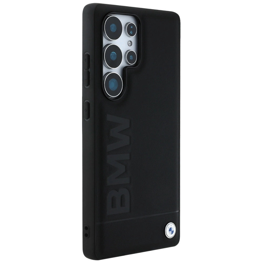 BMW læder Big Wordmark Case til Samsung Galaxy S25 Ultra - sort