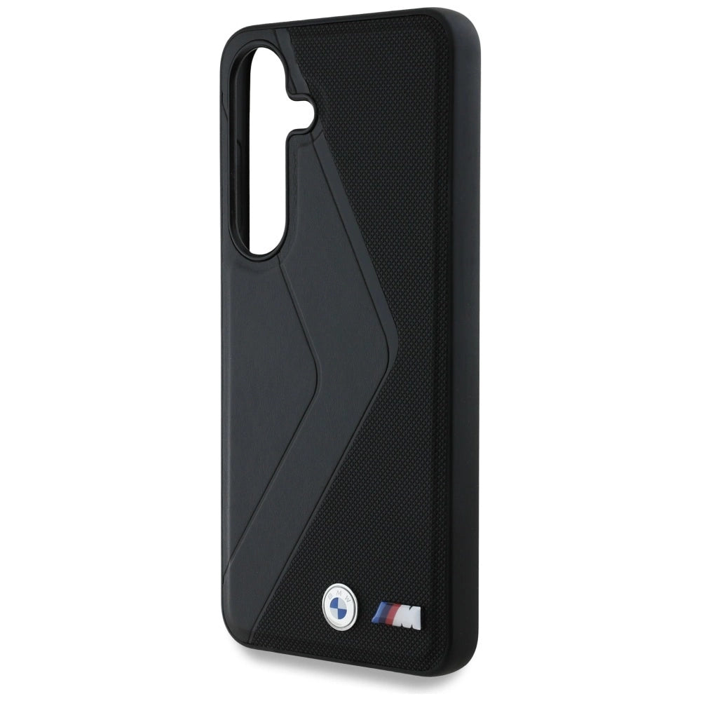 BMW læder overdimensioneret striber MagSafe-foder for Samsung Galaxy S25 - sort