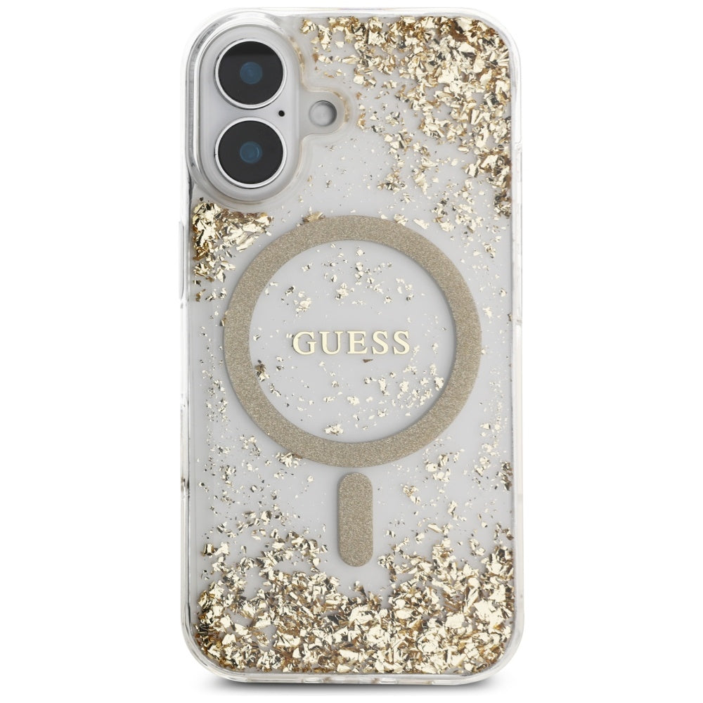 Guess HC Resin Bottom Glitter MagSafe-hylster til iPhone 16 - guld