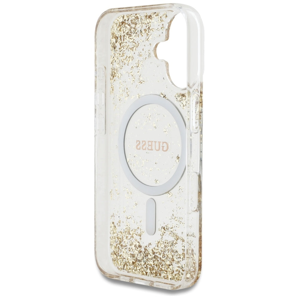 Guess HC Resin Bottom Glitter MagSafe-hylster til iPhone 16 - guld