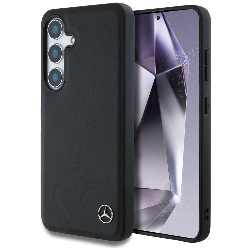 Mercedes læder horisontale debossed kurver MagSafe Case til Samsung Galaxy S25 - sort