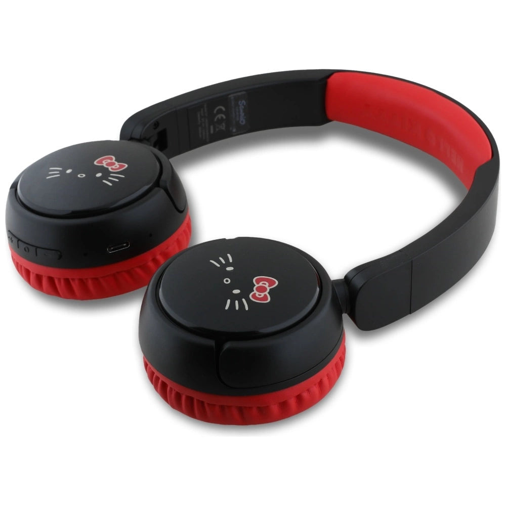 Hello Kitty Face Logo Bluetooth On-Ear Headphones - rød