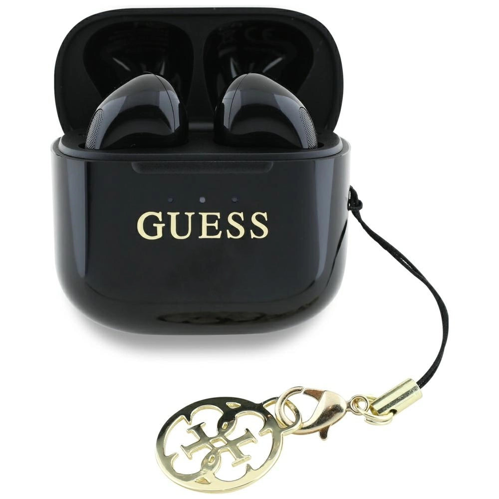 Guess Glossy Effect Printed Classic Logo & Charm TWS hovedtelefoner - sort