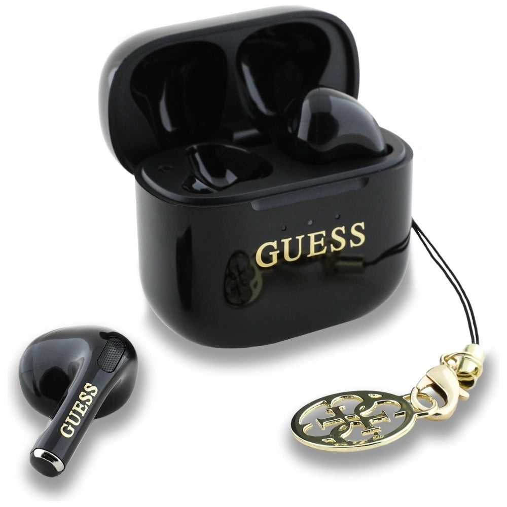 Guess Glossy Effect Printed Classic Logo & Charm TWS hovedtelefoner - sort