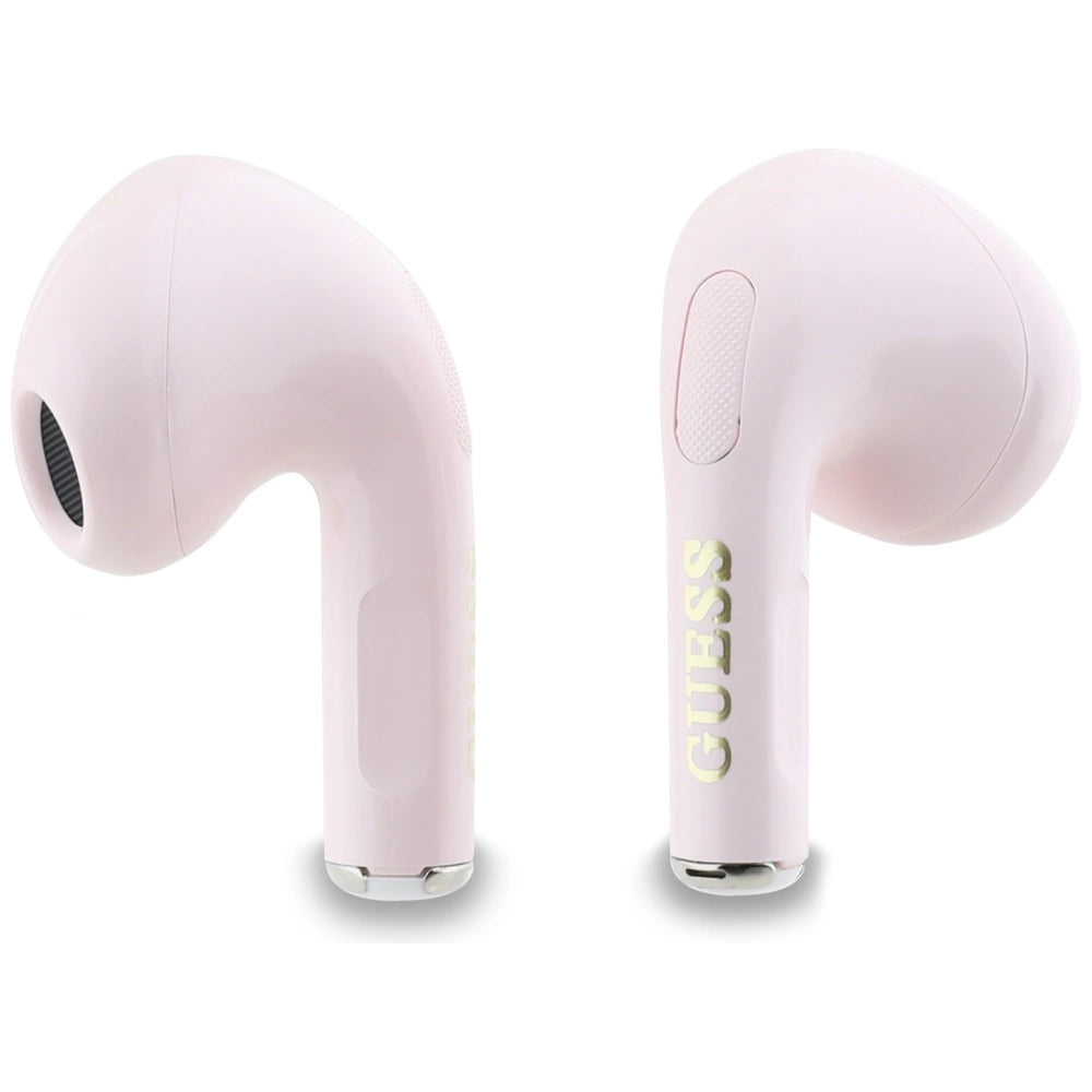 TWS Guess Glossy Effect Printed Classic Logo & Charm Headphones - Pink