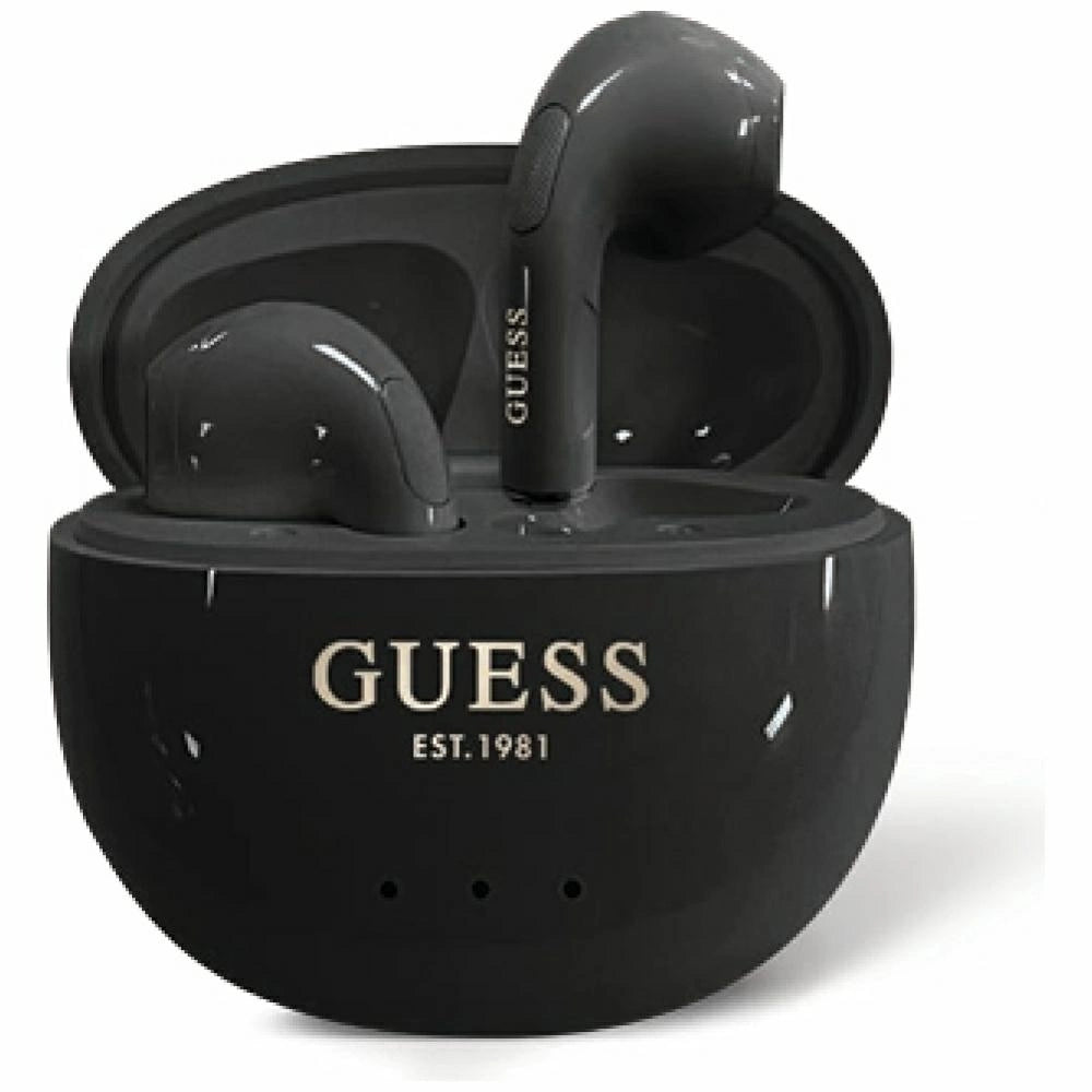 Guess Glossy Effect Egg Shape Printed Classic Logo TWS hovedtelefoner - sort