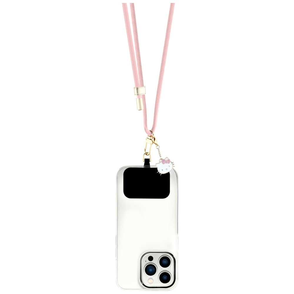 Hello Kitty Patch & Kitty Head Charm Universal Phone Lanyard - Pink