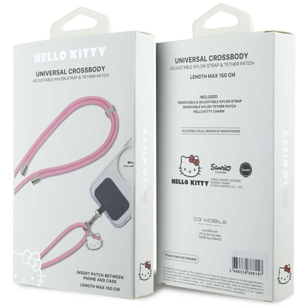 Hello Kitty Patch & Kitty Head Charm Universal Phone Lanyard - Pink