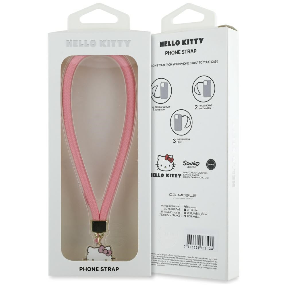Hello Kitty Nylon Cord Kitty Head Phone Charm - Pink
