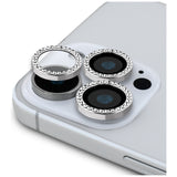 Guess BP Rhinestone 2in1 skærmbeskytter og kameraobjektiv sæt til iPhone 16 Pro Max - Silver