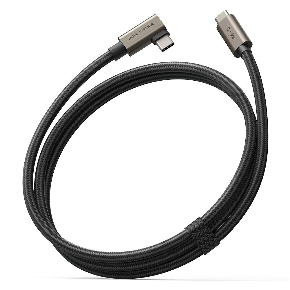 Ringke 3.2 gen. 2x2 USB-C, PD 3.1 240W 1m vinklet kabel - sort