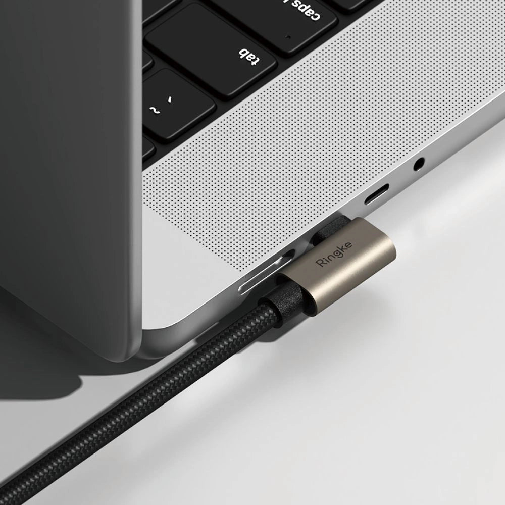 Ringke 3.2 gen. 2x2 USB-C, PD 3.1 240W 1m vinklet kabel - sort