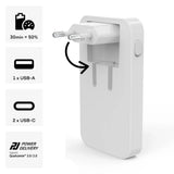 Hama GaN Charger 65W 2x USB-C 1x USB-A Foldbar - hvid