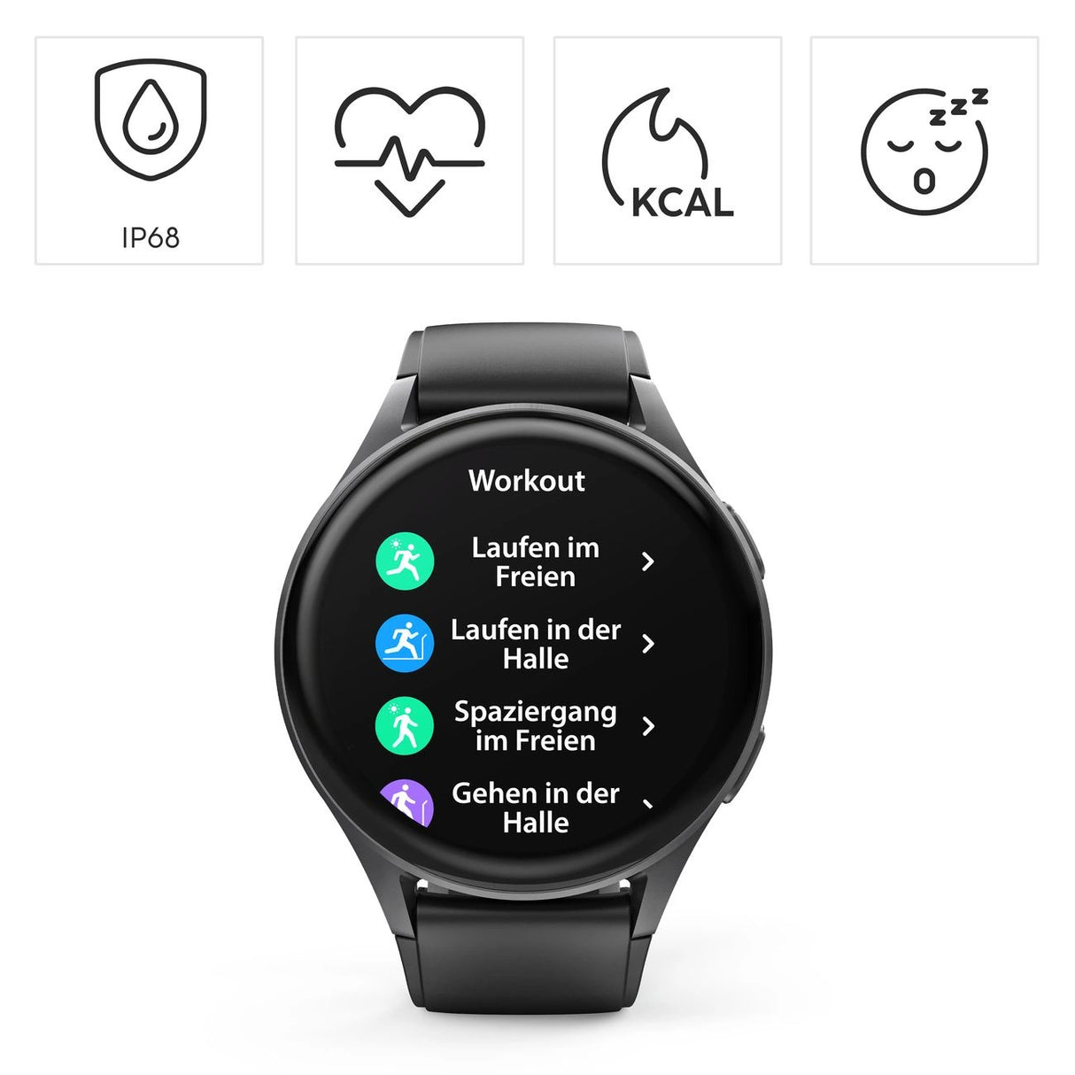 Hama 8900 GPS AMOLED Smartwatch 1,43" med silikonrem - sort