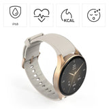 Hama 8900 GPS AMOLED Smartwatch 1,32" med beige silikonrem - guld