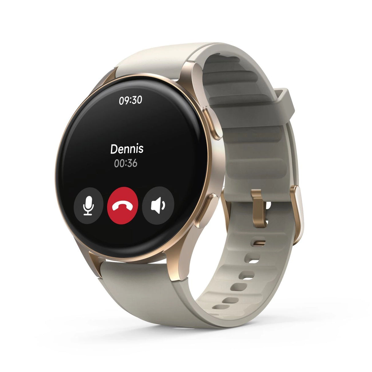 Hama 8900 GPS AMOLED Smartwatch 1,32" med beige silikonrem - guld