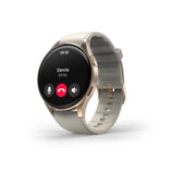 Hama 8900 GPS AMOLED Smartwatch 1,32" med beige silikonrem - guld