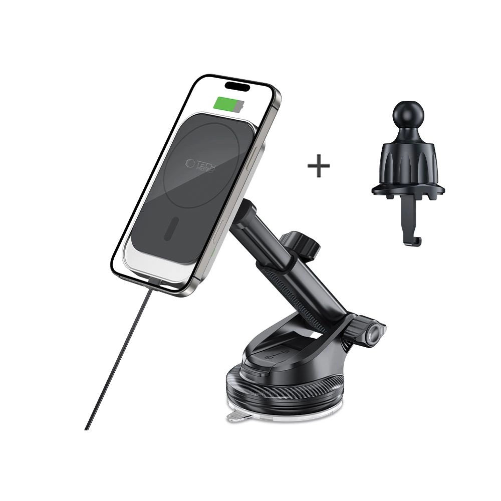 Tech-Protect MM15W-V9 bilholder med MagSafe til instrumentbræt og luftventil 15W - sort