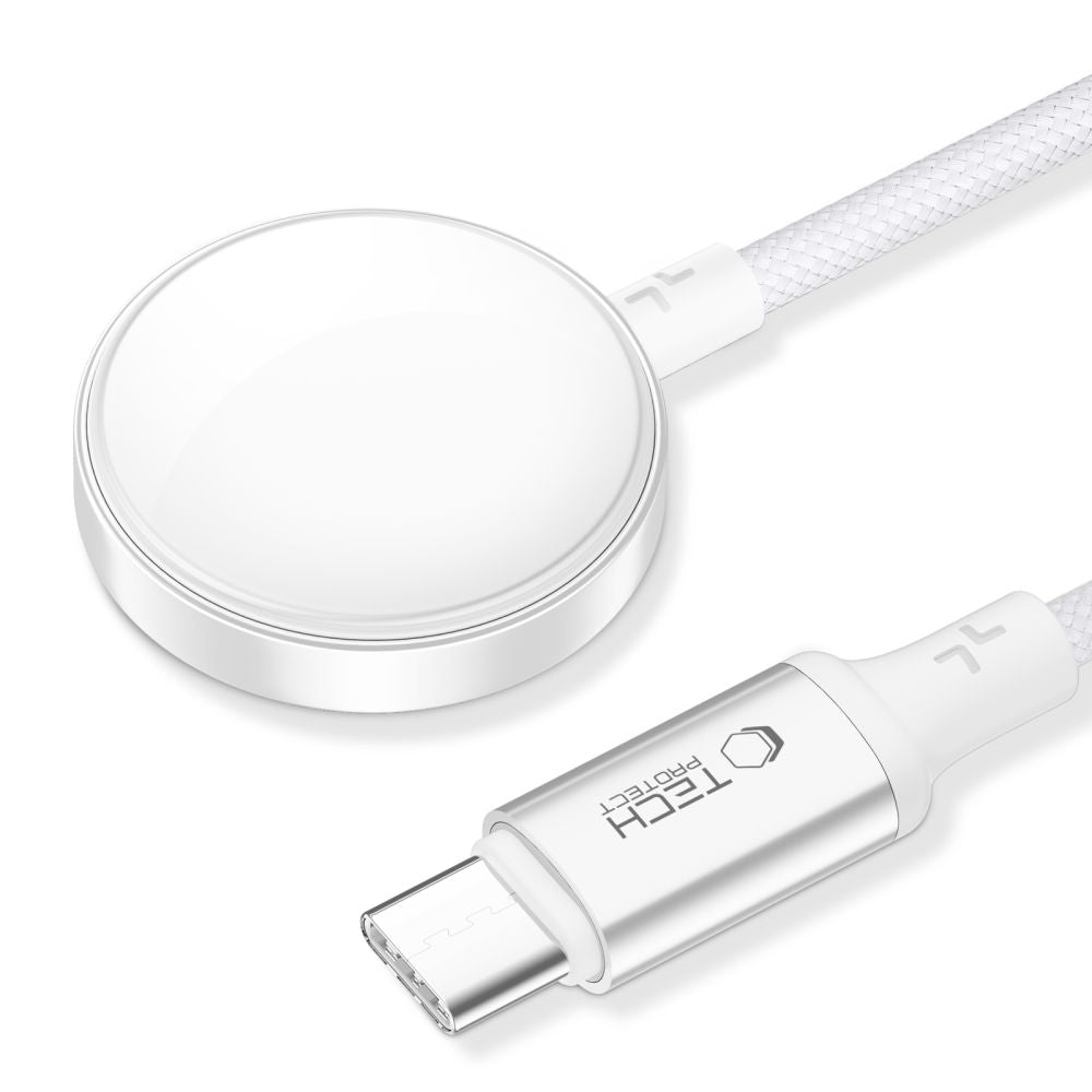 Tech-Protect UltraBoost USB-C induktiv oplader til Apple Watch 1m - hvid