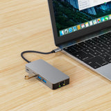 Tech-Protect HB05 HUB 9in1 USB-C + USB2.0 + USB3.0 + HDMI 4K 60HZ + SD / TF + PD100W + RJ45 adapter - grå