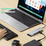 Tech-Protect HB01 HUB Adapter 5in1 USB-C + USB3.0 + HDMI 4K 60Hz + PD100W - grå