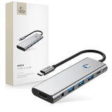 Tech-Protect HB04 HUB Adapter 9in1 USB-C + USB2.0 + USB3.0 + HDMI 4K 60Hz + SD / TF + PD100W + AV3.5 - grå