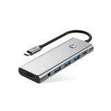 Tech-Protect HB04 HUB Adapter 9in1 USB-C + USB2.0 + USB3.0 + HDMI 4K 60Hz + SD / TF + PD100W + AV3.5 - grå