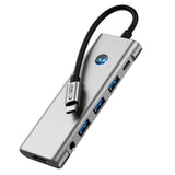 Tech-Protect HB04 HUB Adapter 9in1 USB-C + USB2.0 + USB3.0 + HDMI 4K 60Hz + SD / TF + PD100W + AV3.5 - grå