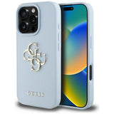 Guess Grained Big 4G Logo Small Classic Logo case for iPhone 16 Pro Max - blue