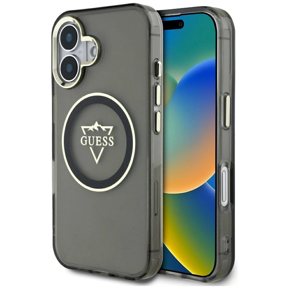 Guess IML Metal Mountain Logo MagSafe fodtøj til iPhone 16 - sort