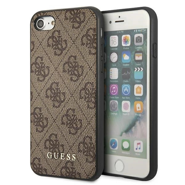 Guess 4G Metal Gold Logo Case til iPhone SE 2022 / 2020 / 7 / 8 - Brunt