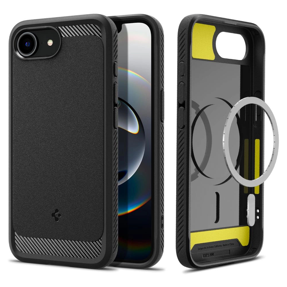 Spigen Rugged Armor MagSafe-fodral til iPhone 16e - sort