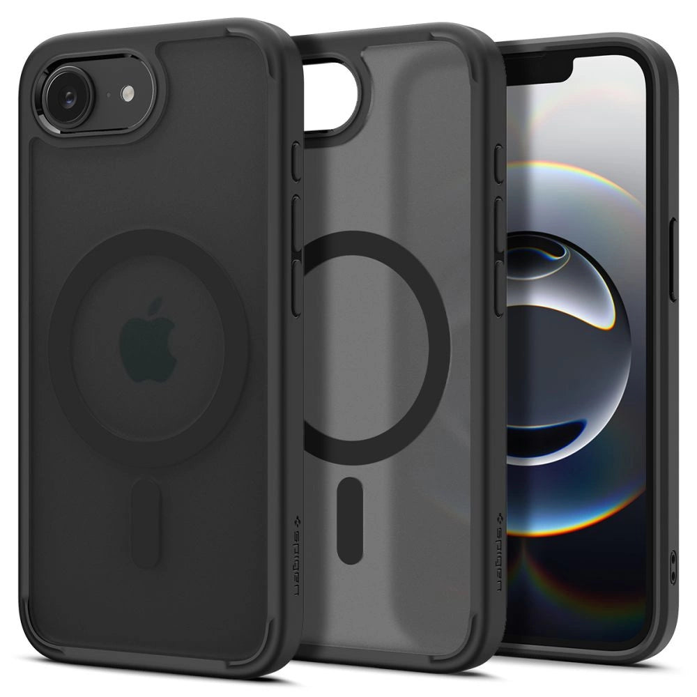 Spigen Ultra Hybrid MagSafe iPhone 16e Case - sort, gennemsigtigt