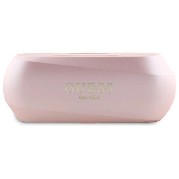 Guess langstrakt metaltrykt logo Bluetooth TWS hovedtelefoner + dockingstation - Pink