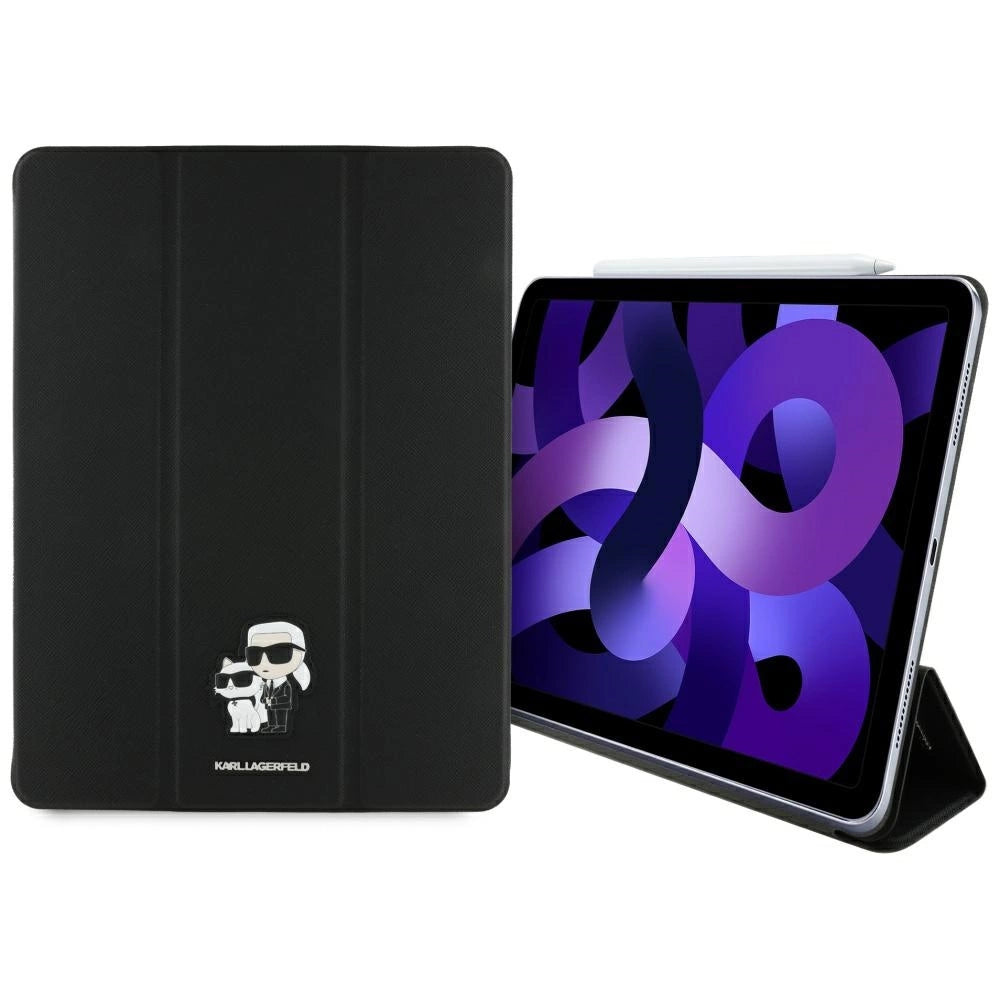Karl Lagerfeld Saffiano Magnetic Karl & Choupette iPad Air 13" 2024 Book Cover Case - Black