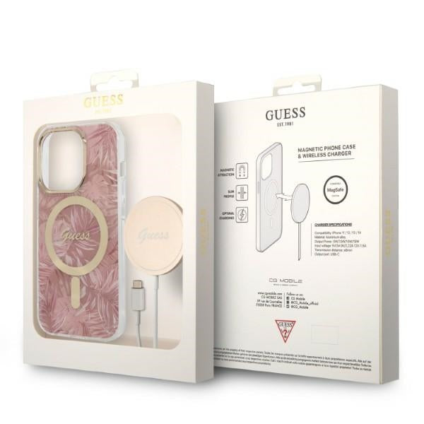 Guess MagSafe-hylster + oplader til iPhone 14 Pro 6.1" - lyserød